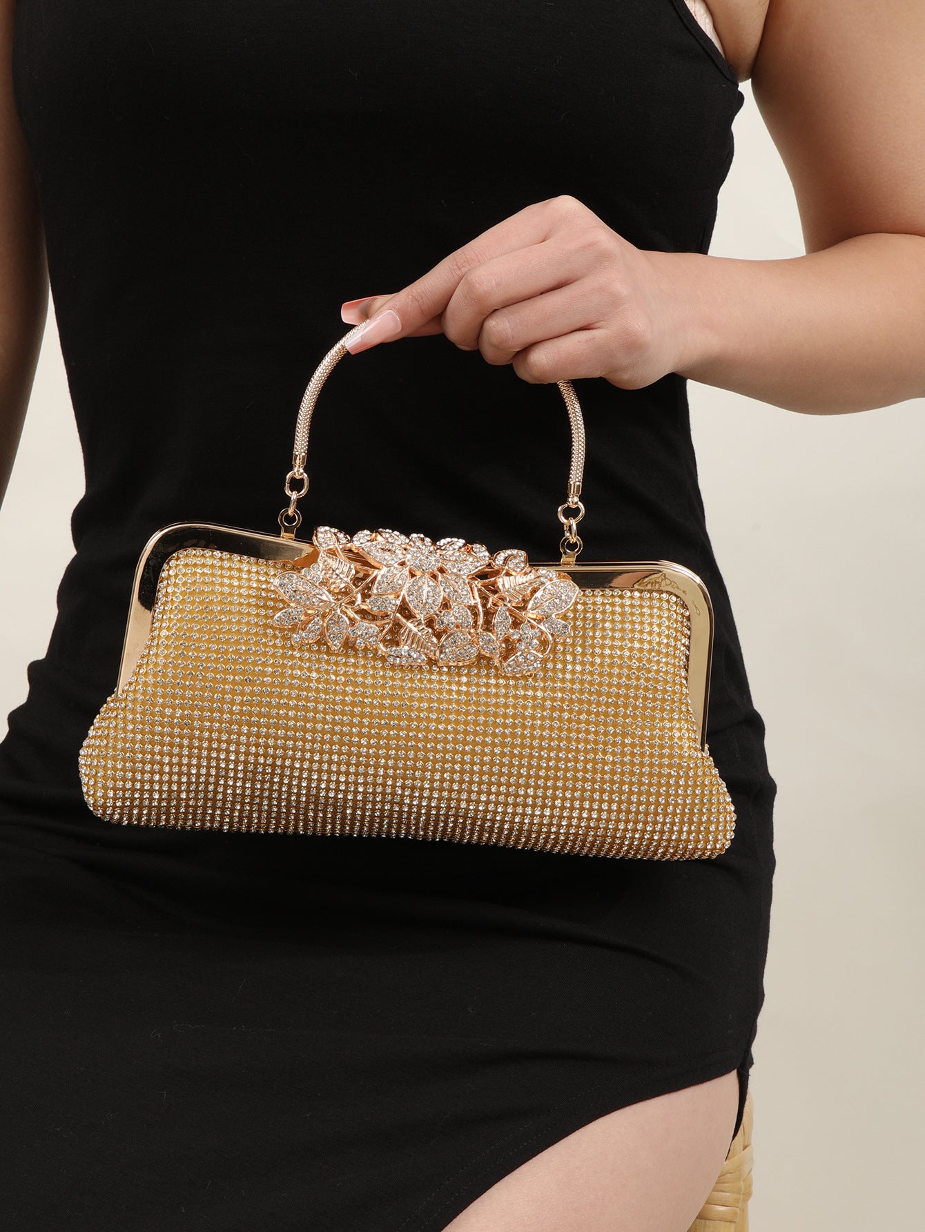 Rhinestone Over Flower Banquet Wedding Hand Evening Bags