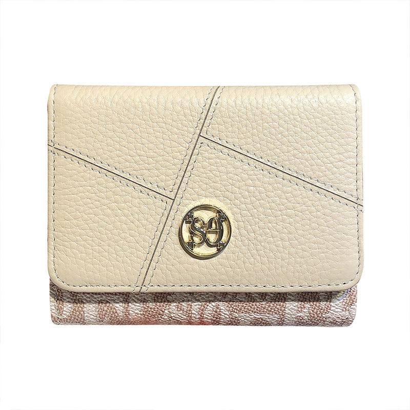 Women's Short Genuine Leather Fashion Tri Fold Ladies Wallets