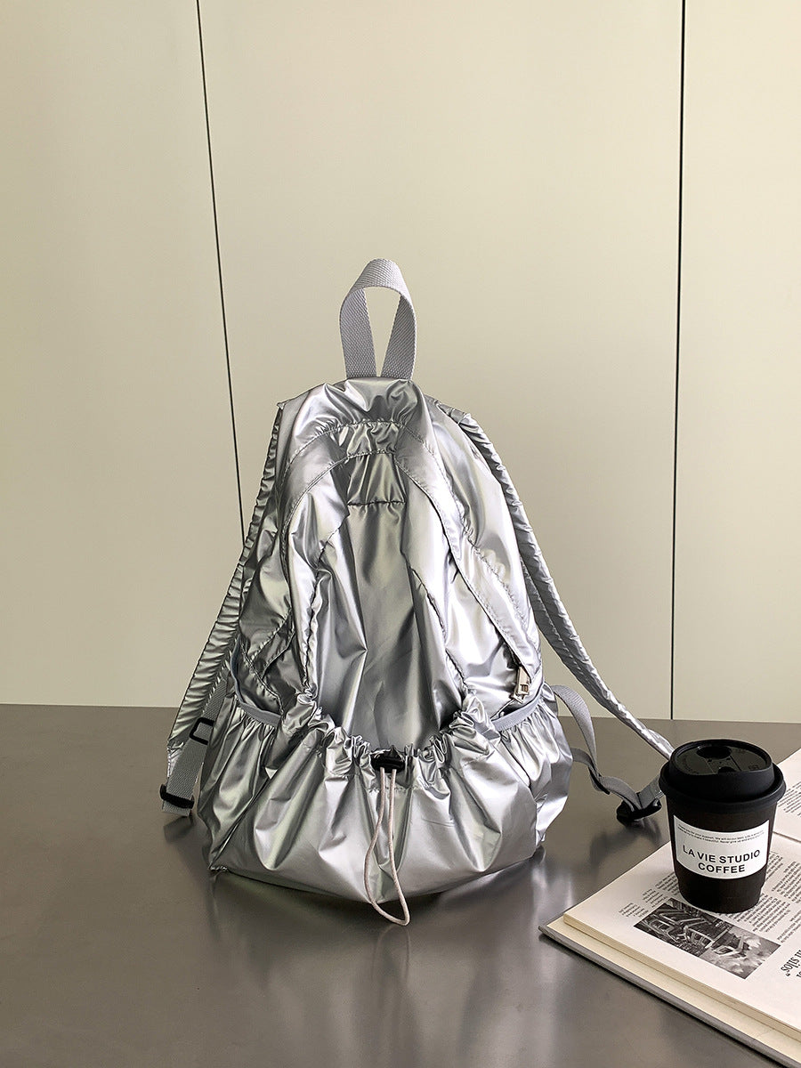 Women's Drawstring Ruffle Sier Style Lightweight Large Backpacks
