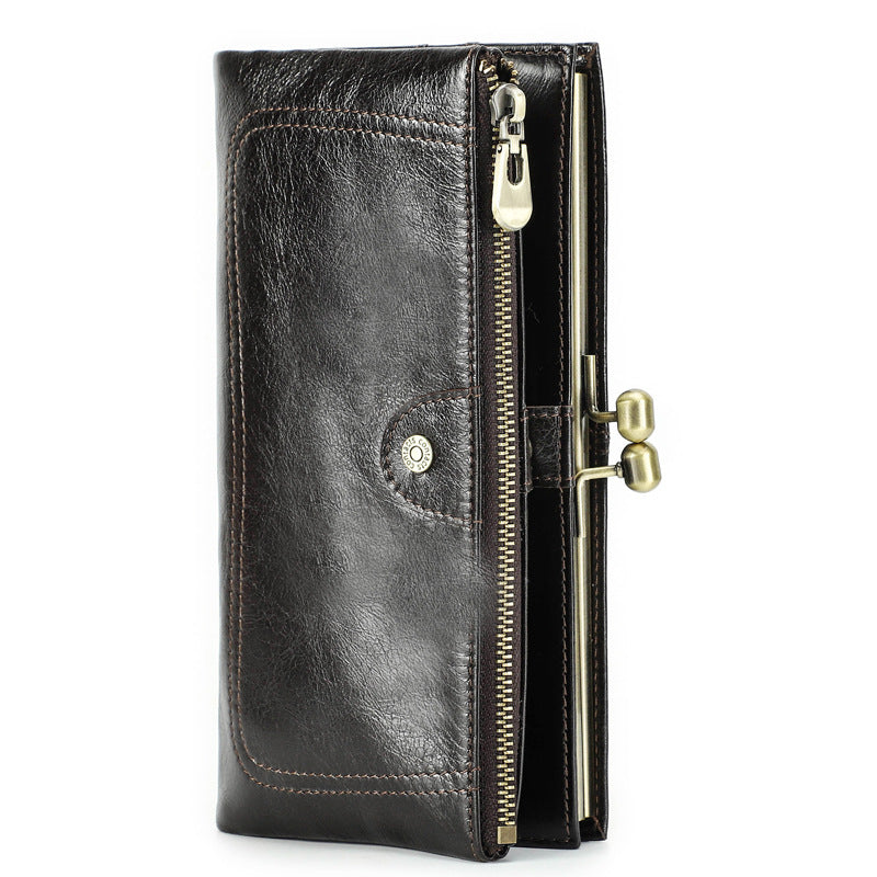 Women's Black Angel First Layer Cowhide Iron Ladies Wallets