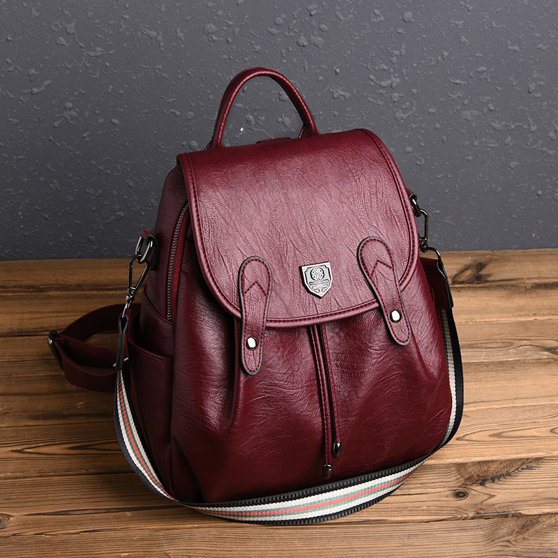 Women's Retro Hand-rub Color Leather Soft Backpacks