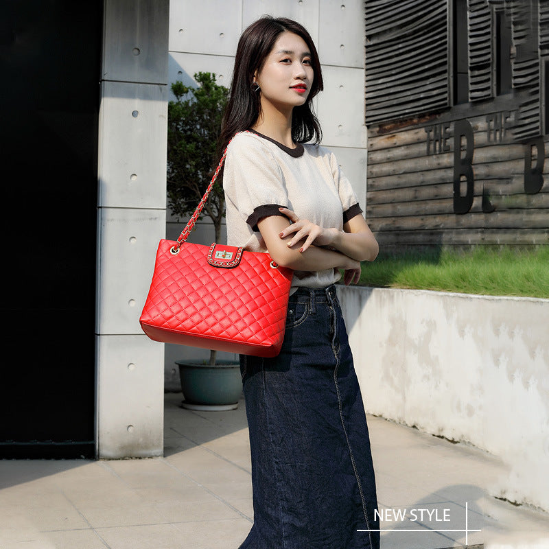 Women's Capacity Rhombus Chain High-grade Solid Color Shoulder Bags