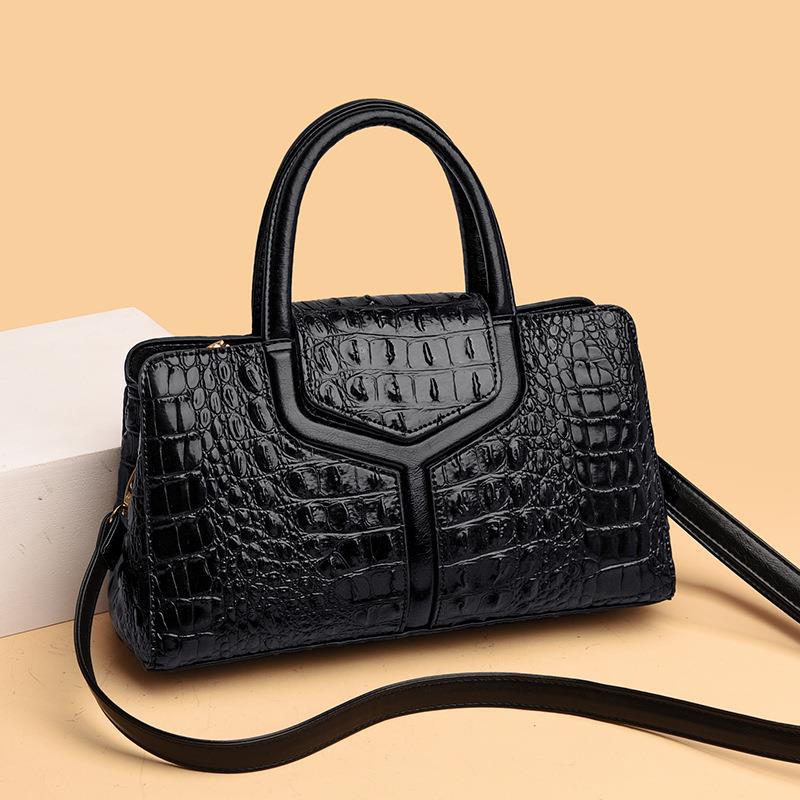Women's Quality Crocodile Pattern Fashion Retro Large Handbags
