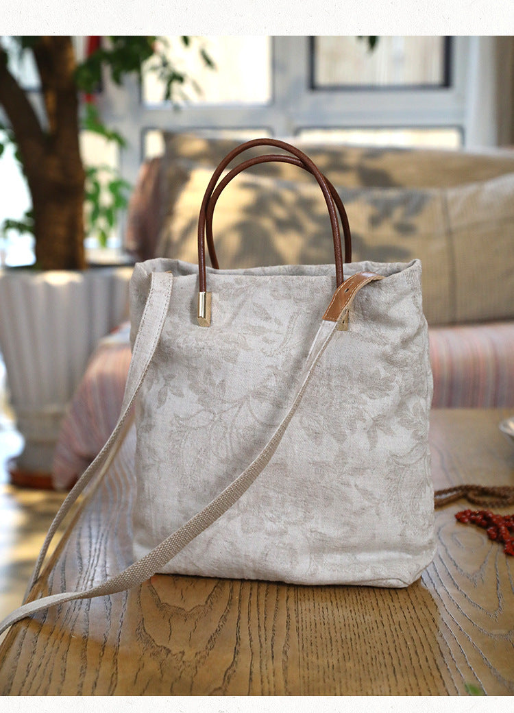 Women's Artistic Retro Cotton Linen Portable Niche Handbags