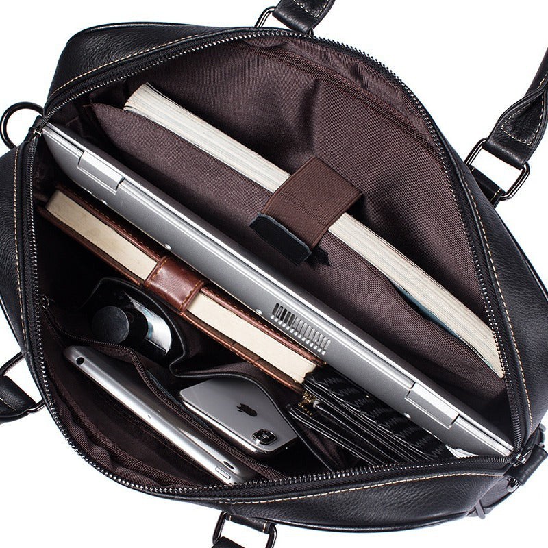 Men's Leather Large Capacity Inch Computer Business Men's Handbags
