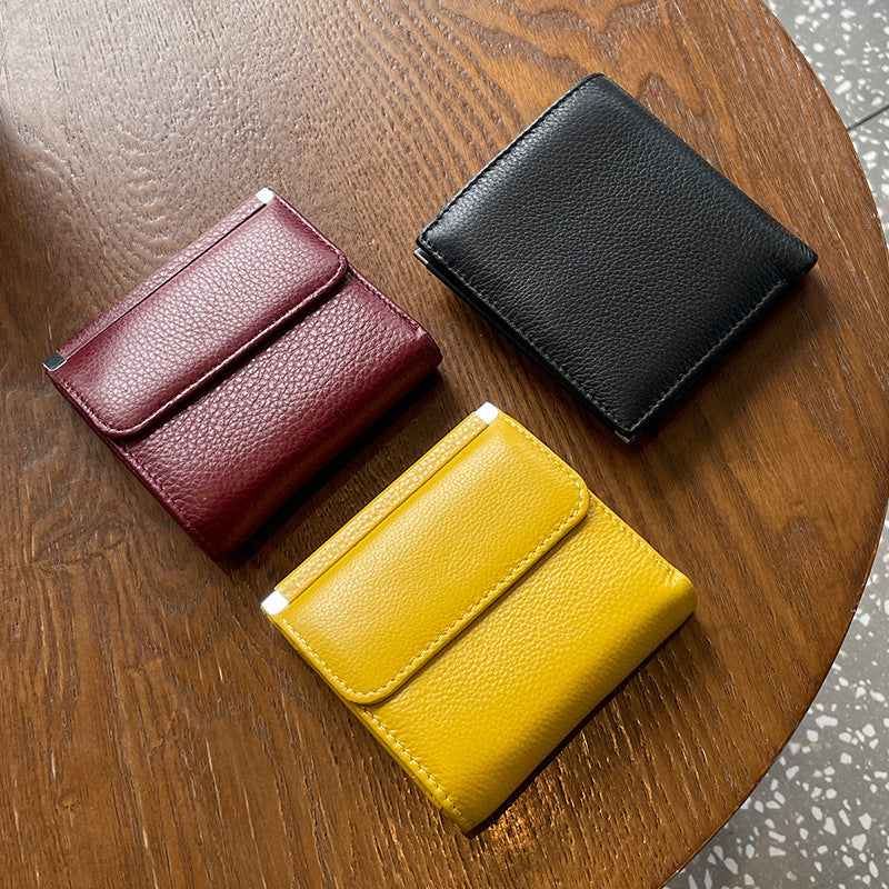 Women's Short Genuine Cattlehide Leather Surface Coin Purses