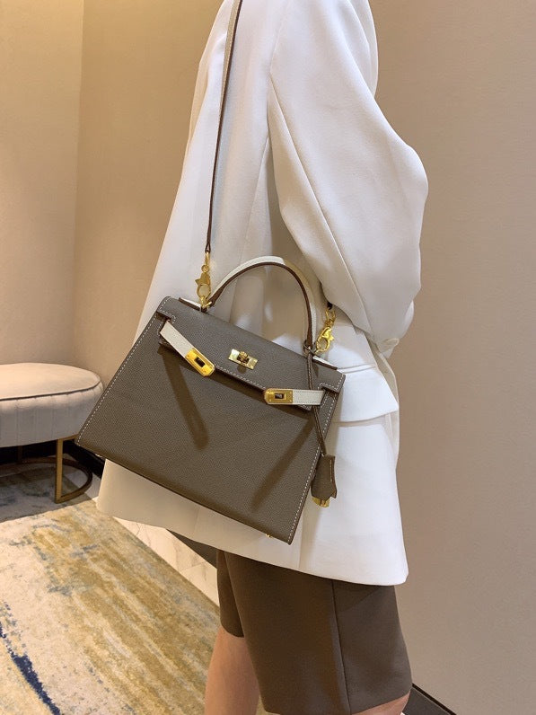 Women's Palm Print Genuine Leather Kelly Versatile Handbags