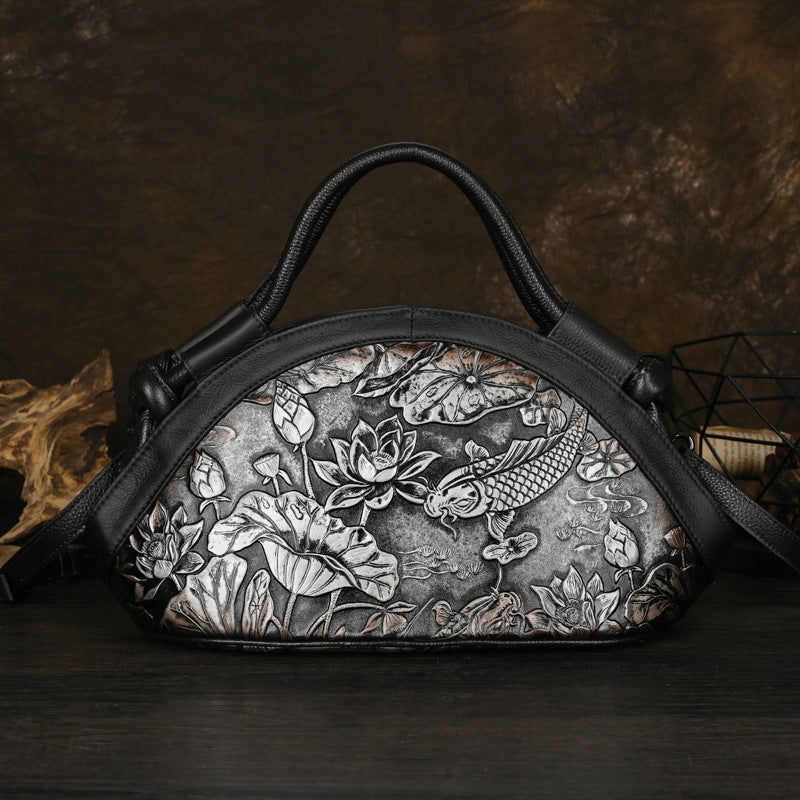 Women's Genuine Leather Mother Vintage Cheongsam One Chinese Handbags