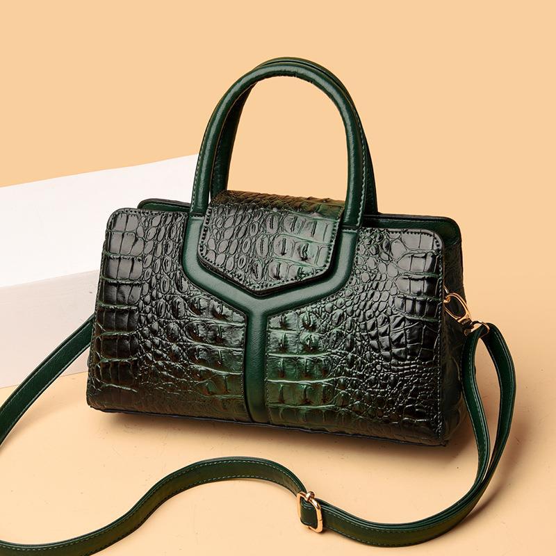 Women's Quality Crocodile Pattern Fashion Retro Large Handbags
