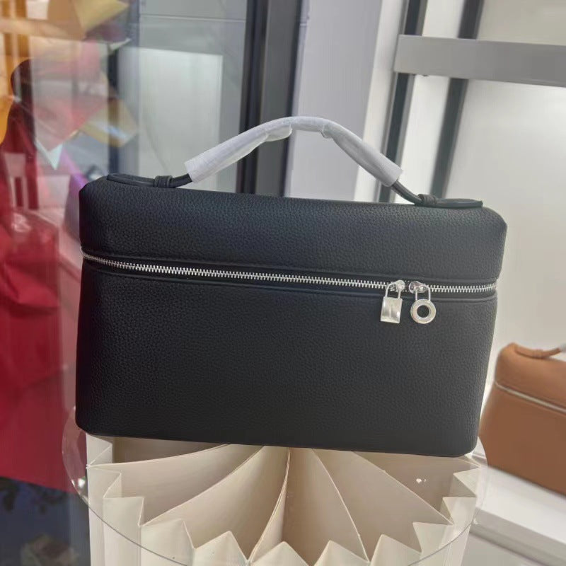 Women's Box Kelly Litchi Pattern Cowhide Portable Handbags