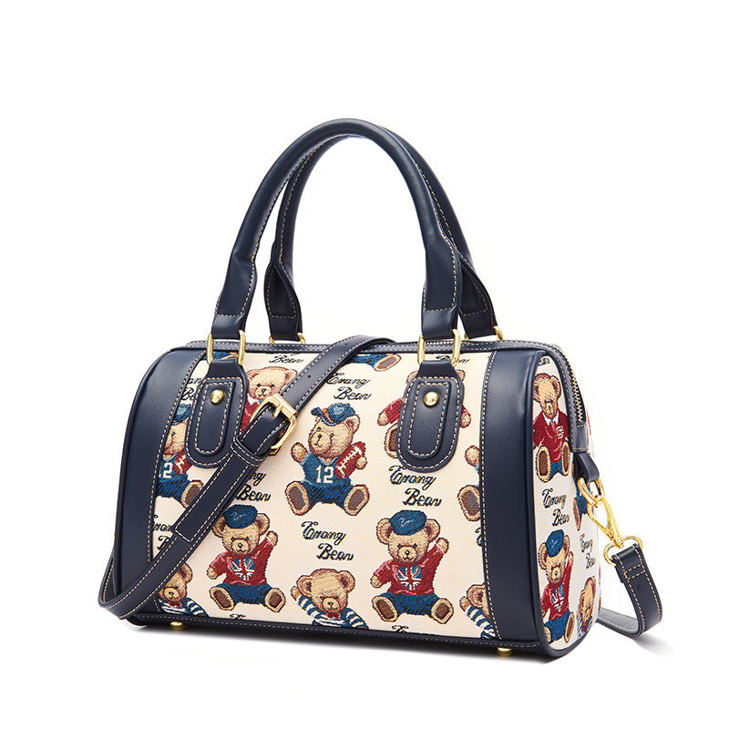 Women's Innovative Bear Boston Fashionable Canvas Handbags