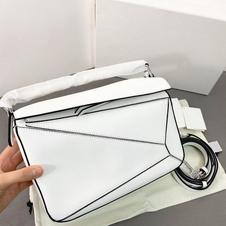 Geometric Cowhide Stitching Pillow Retro One Shoulder Bags