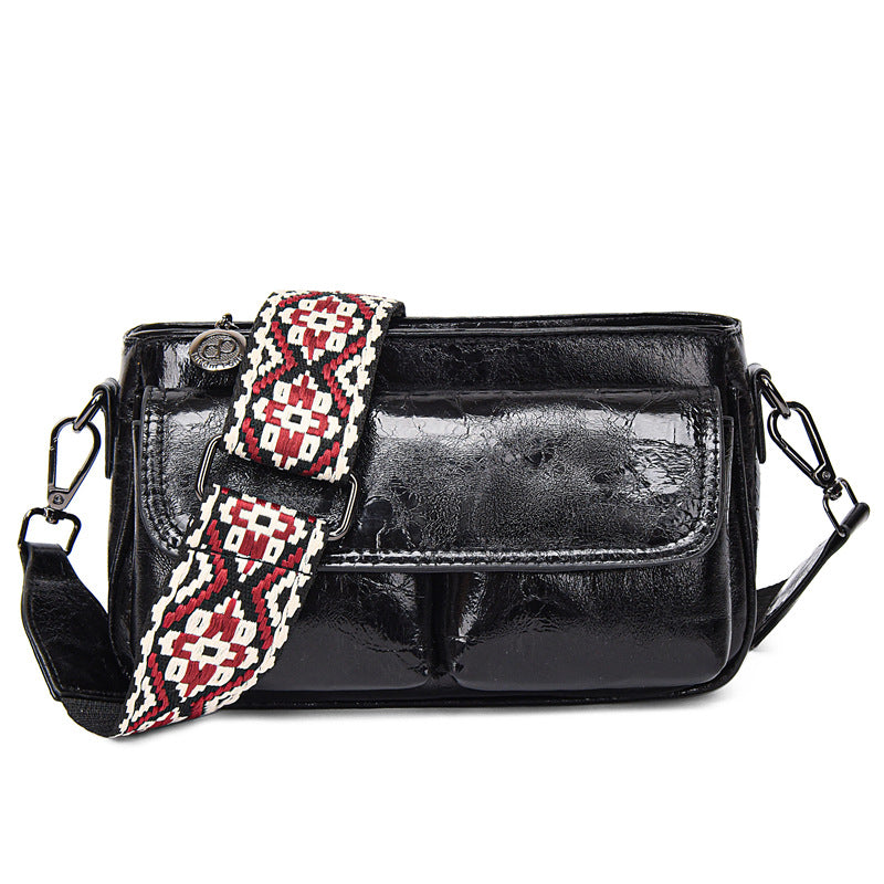 Women's Genuine Leather Burst Crack Cowhide Fashion Crossbody Bags