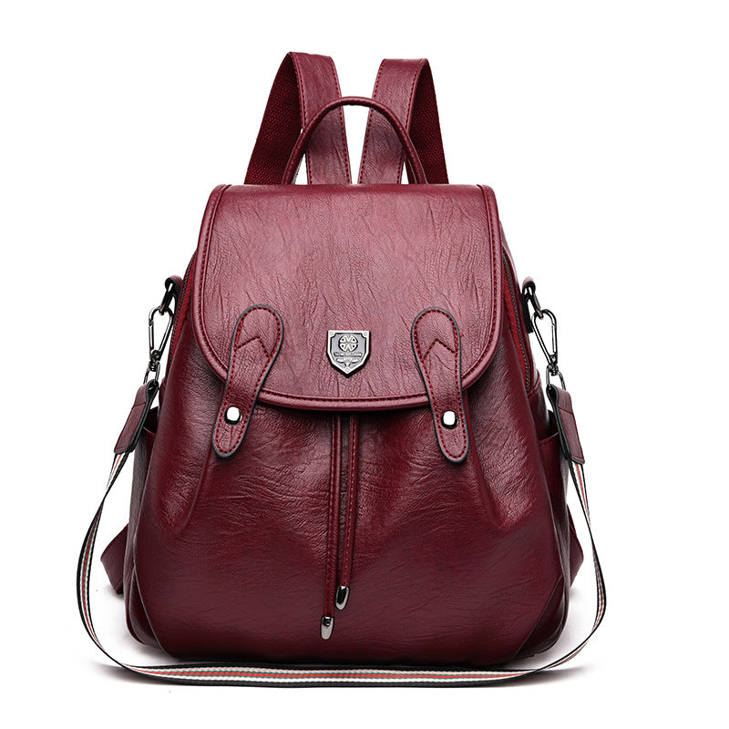 Women's Retro Hand-rub Color Leather Soft Backpacks