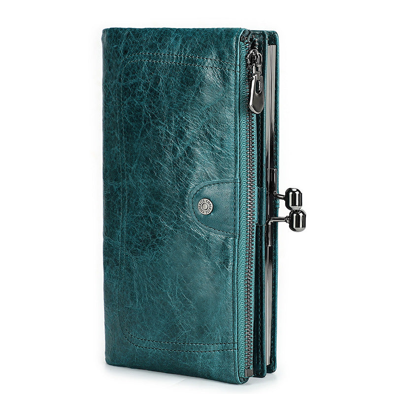 Women's Black Angel First Layer Cowhide Iron Ladies Wallets