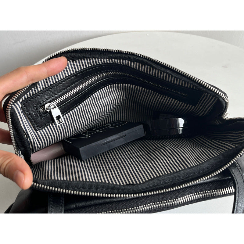 Style Genuine Leather File Simple Twin Crossbody Bags