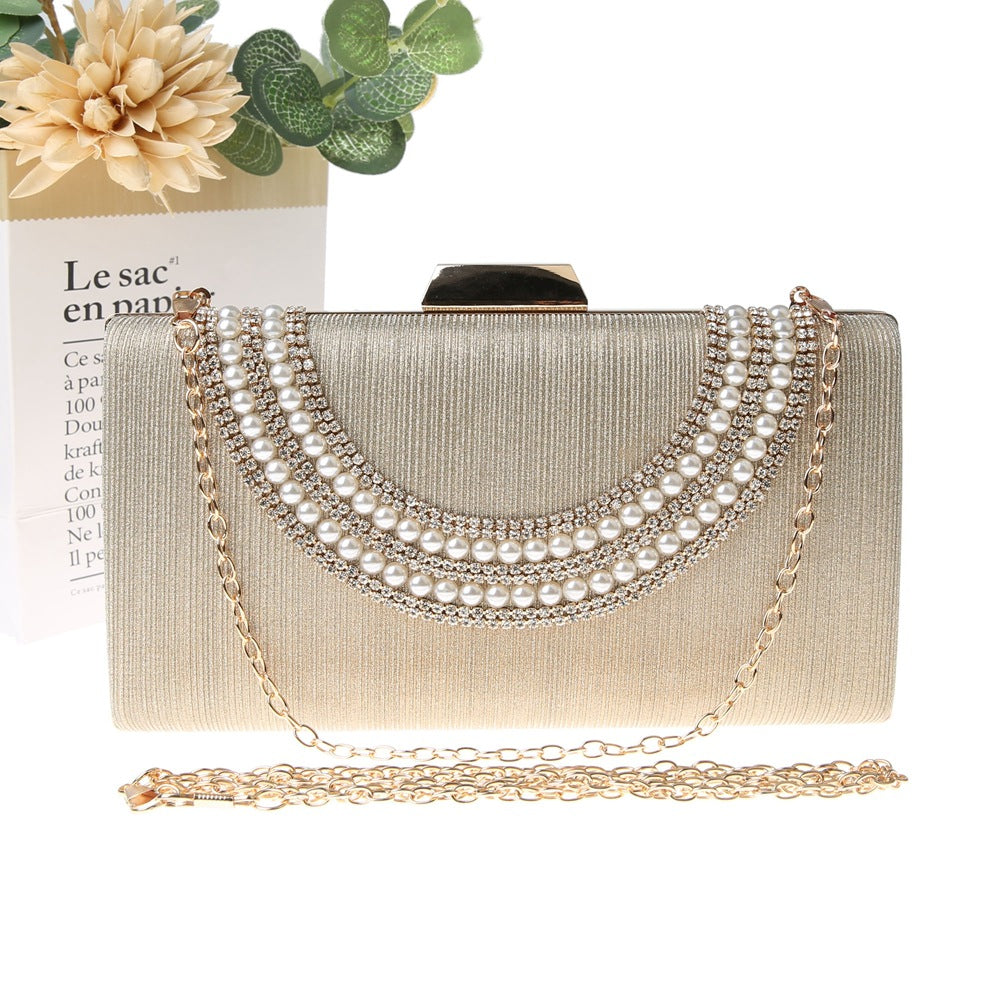 Portable Rhinestone Banquet Elegant Long Clutch Evening Bags