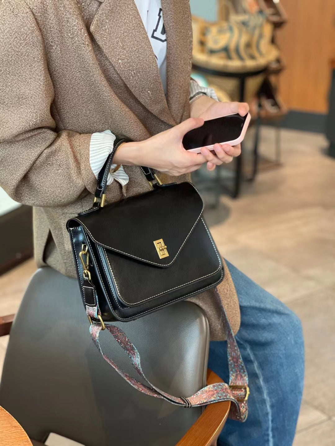 Women's Retro Envelope Mini Cowhide Fashion Handbags
