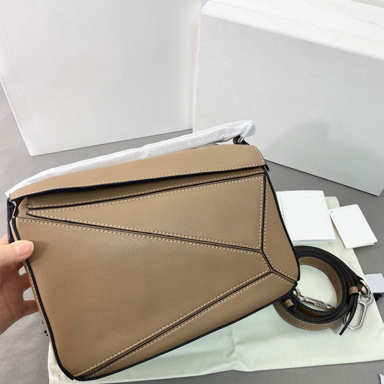 Geometric Cowhide Stitching Pillow Retro One Shoulder Bags