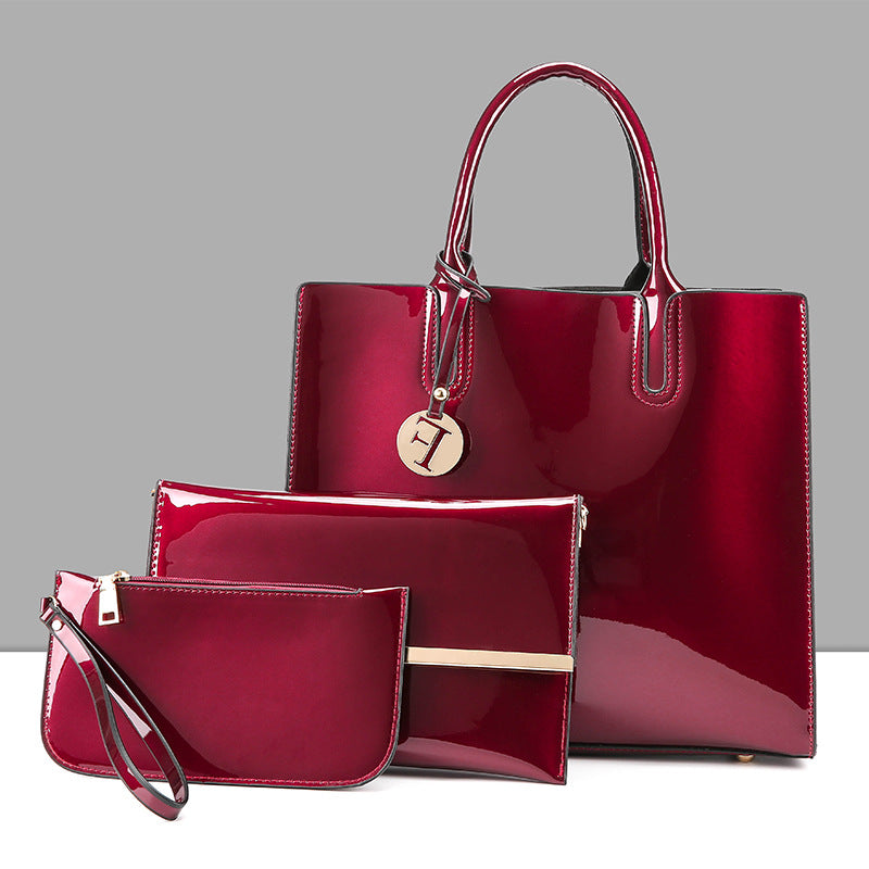 Women's Glamorous Classic Three-piece Patent Leather Handbags