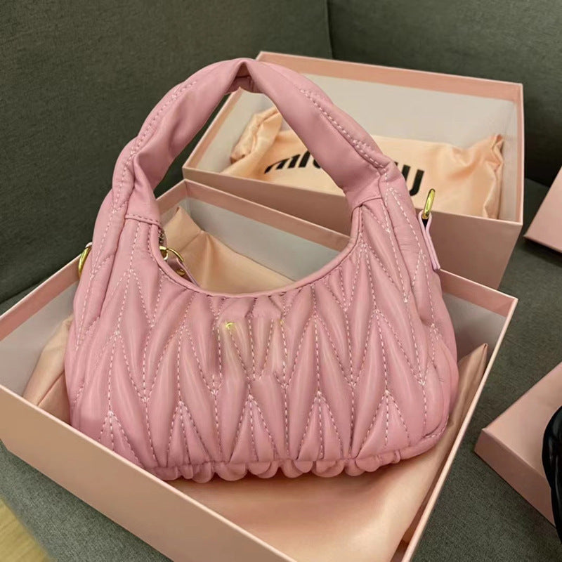 Women's Home Portable Underarm Pleated Cloud Fashion Armpit Bags