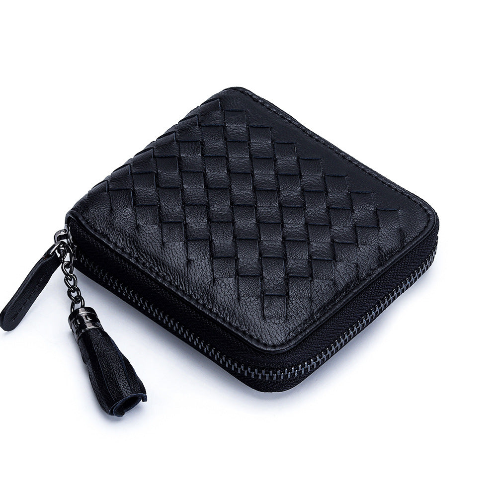 Women's Short Sheepskin Zipper Classic Genuine Leather Ladies Wallets