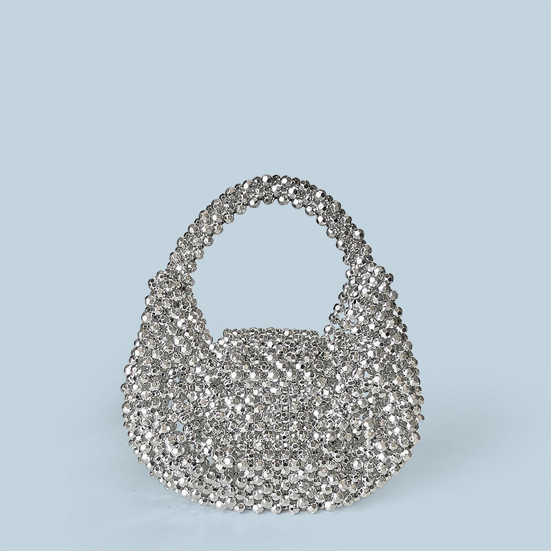 Light Luxury Advanced Texture Handmade Beaded Mini Beads Shiny Handbags