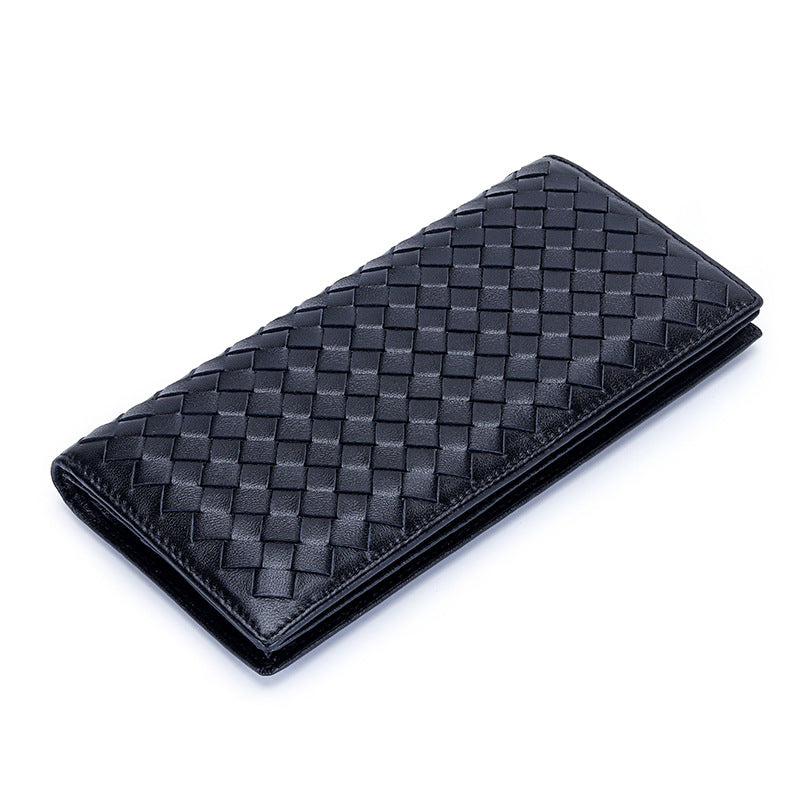 Pure Sheepskin Long Fashion Hand-woven Two-fold Men's Wallets