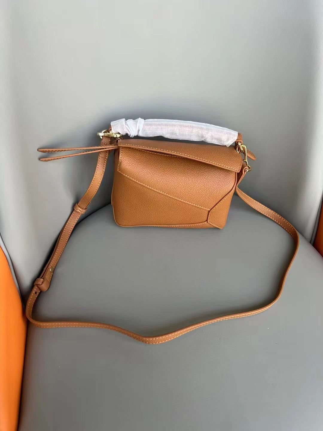Women's Geometric Original Leather Box Large Capacity Handbags