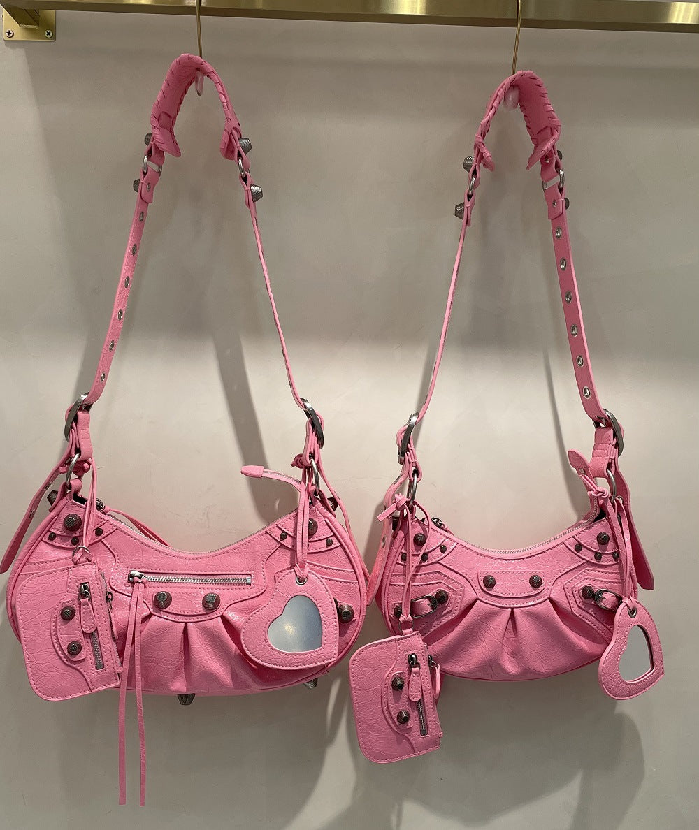 High Quality Rivet Motorcycle Sweet Cool Hot Three-in-one January Crossbody Bags
