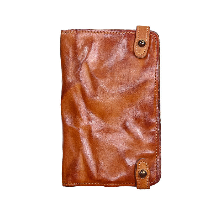 Men's Cowhide Hand-rub Color Distressed Long Retro Multiple Men's Wallets