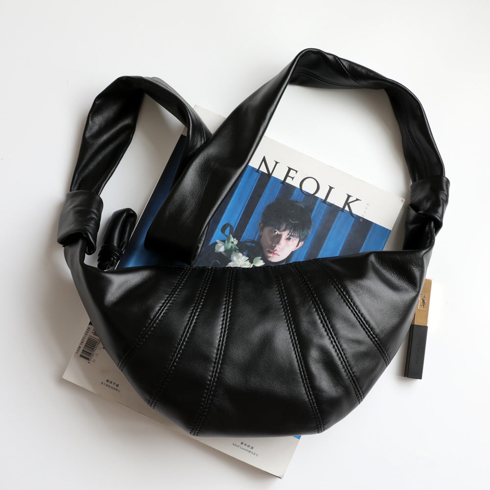 Women's Lightweight Croissant First Layer Cowhide Vintage Crossbody Bags