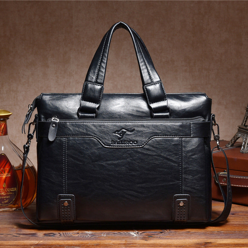 Men's Business Cowhide Textured Soft Leather Men's Handbags
