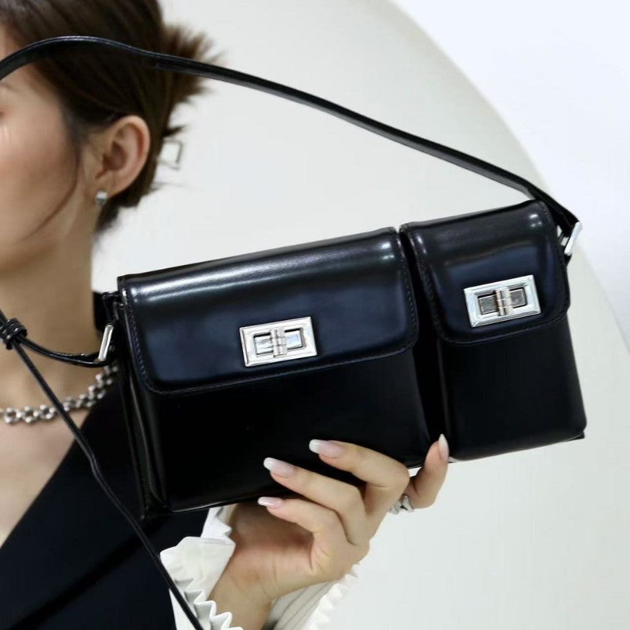 Women's Kendall Cowhide Double Underarm Vintage Commuter Shoulder Bags