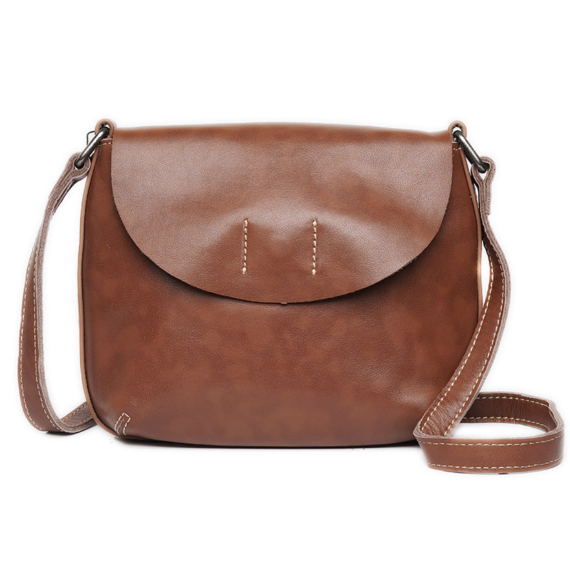 Women's Retro Style First Layer Cowhide Saddle Crossbody Bags