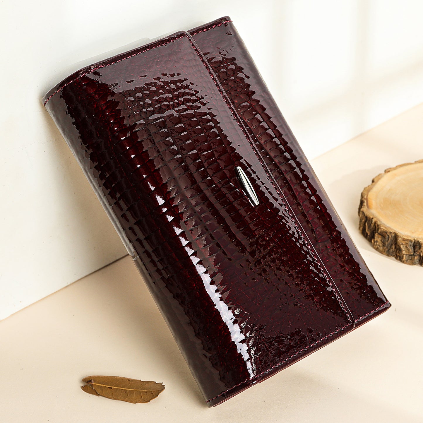 Women's Russian Leather Patent Multiple Slots Fashion Purses