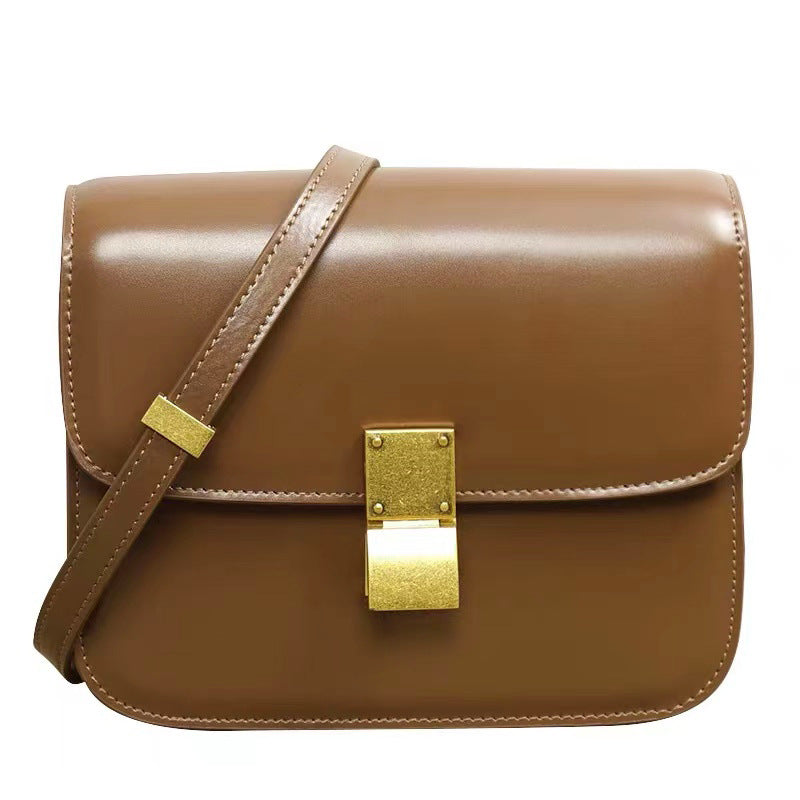 Glossy Hand Rub Grain First Layer Shoulder Bags