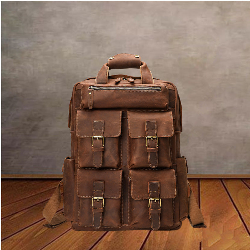 Men's Genuine Leather Large Capacity Portable Retro Backpacks