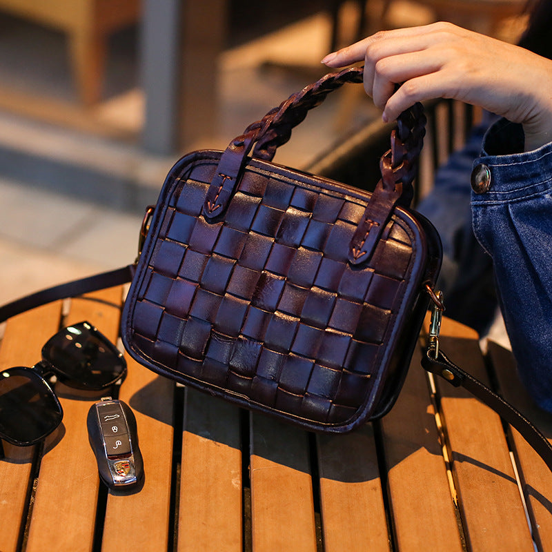 Women's Layer Vegetable Tanning Leather Hand-woven Genuine Bags