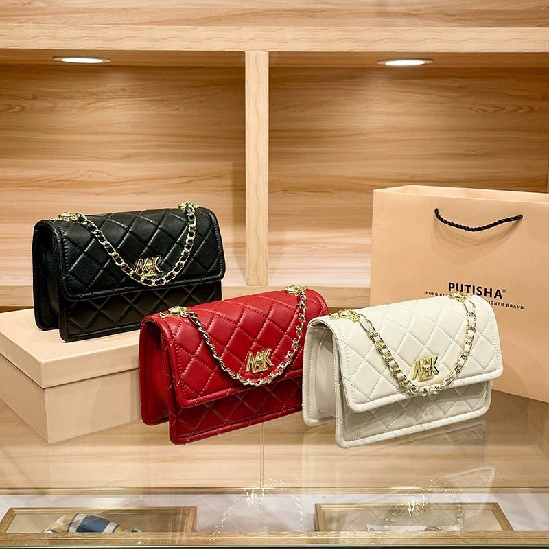 Women's Genuine Leather Trendy Classic Style Rhombus Crossbody Bags