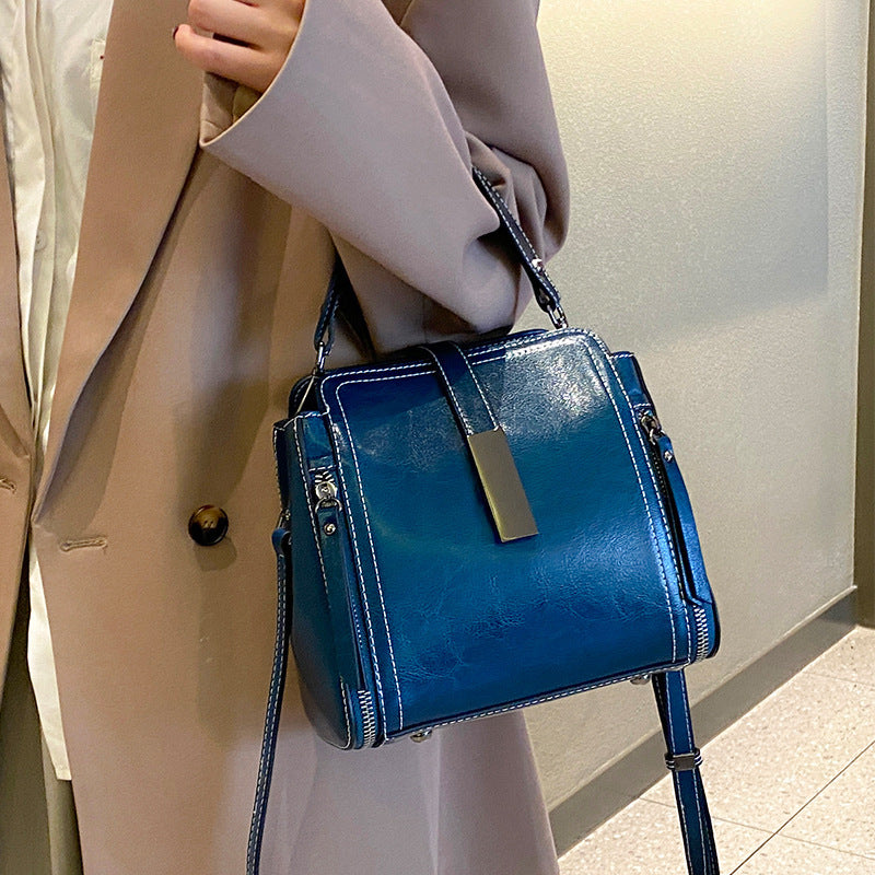 Women's Genuine Leather Fashionable Retro Portable High Sense Shoulder Bags