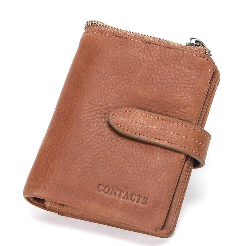 Men's Black Angel Swiping Crazy Horse Cowhide Men's Wallets