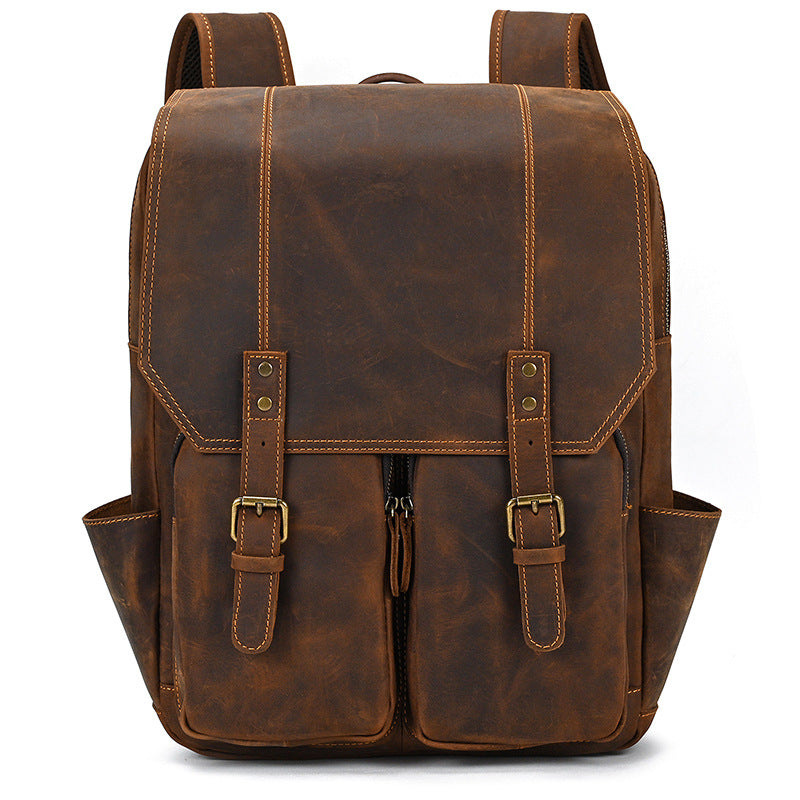 Men's Retro Large Capacity Crazy Horse Leather Backpacks