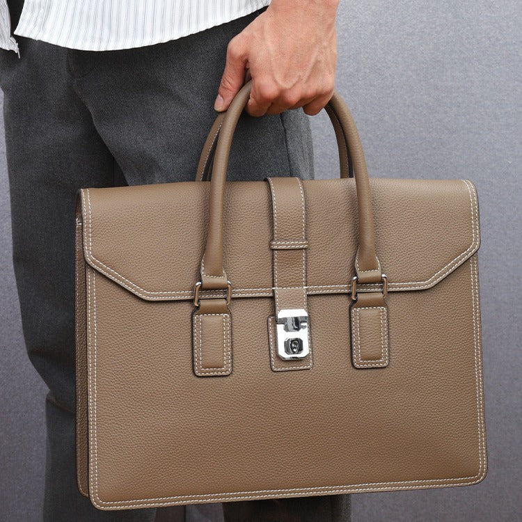 Men's First Layer Cowhide Leather Business Leisure Bags