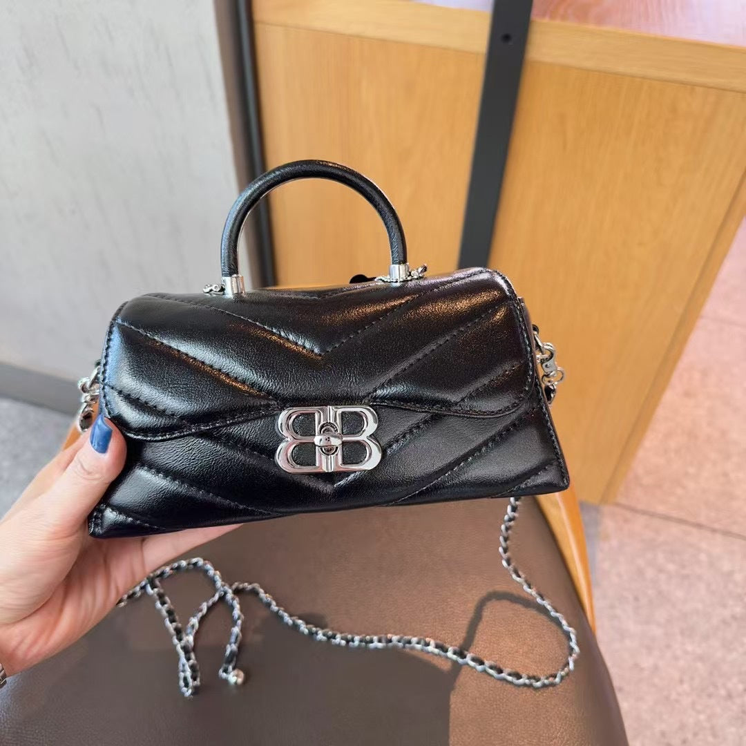 Women's Popular Genuine Leather Chain Korean Rhombus Lock
