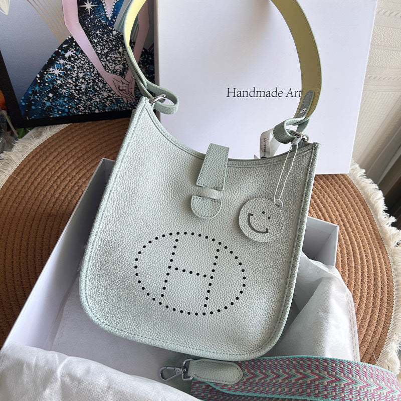 Women's Genuine Leather First Layer Cow Wide Crossbody Bags