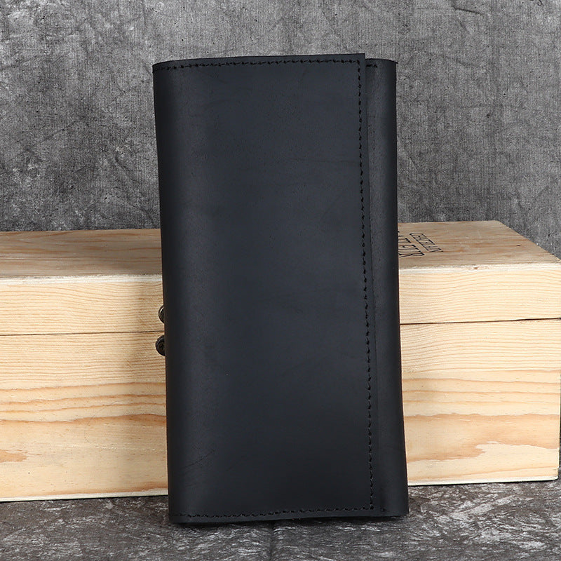 Men's Crazy Horse Leather Long Genuine First Layer Men's Wallets