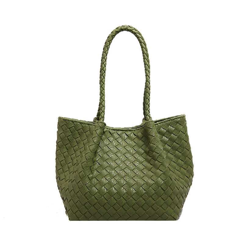 Women's French Style High Sense Woven Texture Shoulder Bags