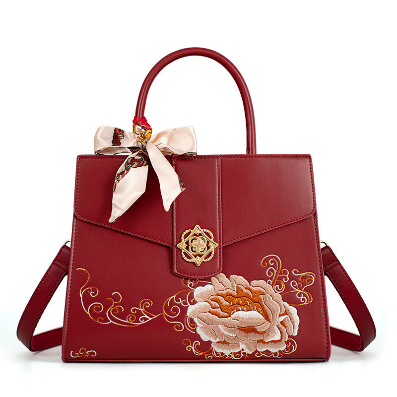 Mother's Day Gift Embroidered Female Red Bridal Bags
