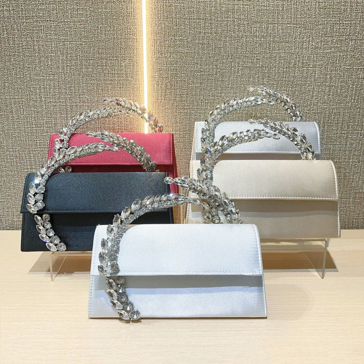 Women's Dinner Rhinestone Satin Sequin Hand Diamonds Evening Bags
